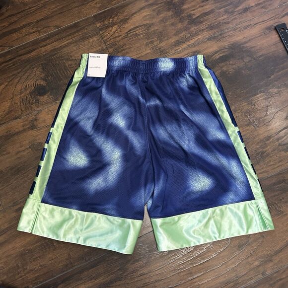 NWT Nike Kids Loose Fit Basketball Shorts Size Large FN8326-376 Blue Green - Picture 9 of 9